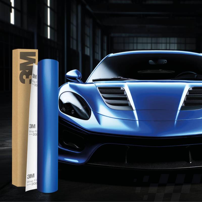 3M 2080 Car Wrapping Folie Selbstklebende Autofolie für Auto Motorrad Boot 3D Lackschutzfolie mit Luftkanälen zum Folieren (S347 Satin Perfect Blue, 22,86m x 152cm (Vollrolle)) von Finest Folia