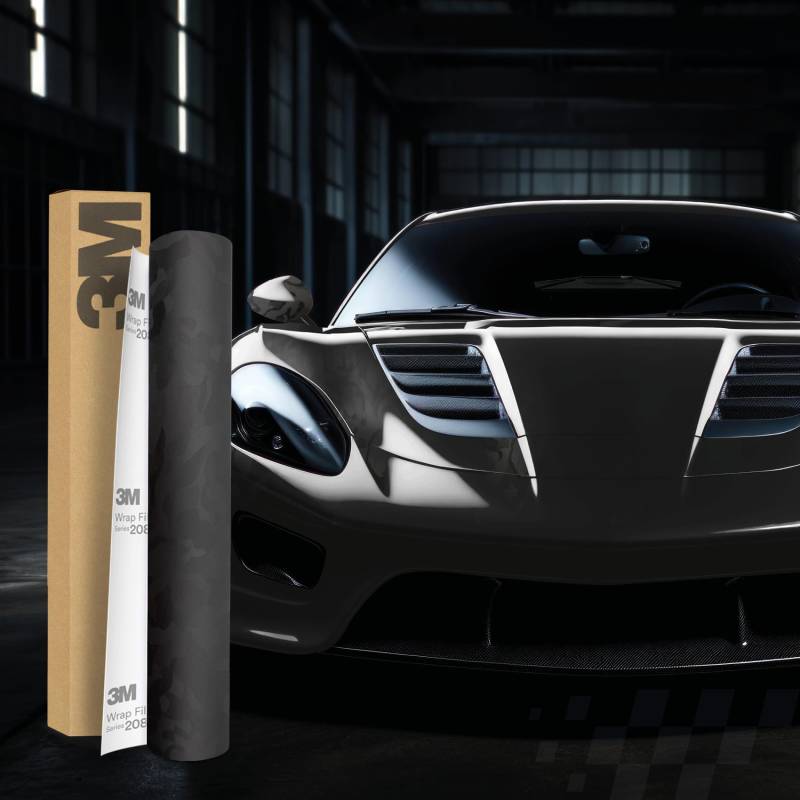 3M 2080 Car Wrapping Folie Selbstklebende Autofolie für Auto Motorrad Boot 3D Lackschutzfolie mit Luftkanälen zum Folieren (SB12 Shadow Black, 300 x 152cm) von Finest Folia