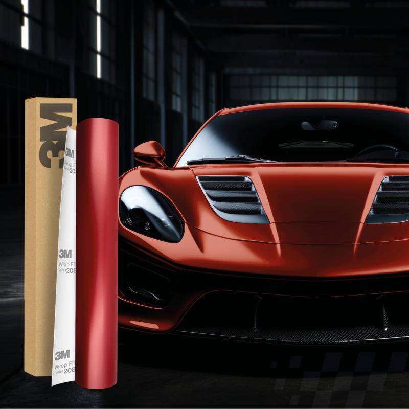 3M 2080 Car Wrapping Folie Selbstklebende Autofolie für Auto Motorrad Boot 3D Lackschutzfolie mit Luftkanälen zum Folieren (SP273 Satin Vampire Red, 22,86m x 152cm (Vollrolle)) von Finest Folia