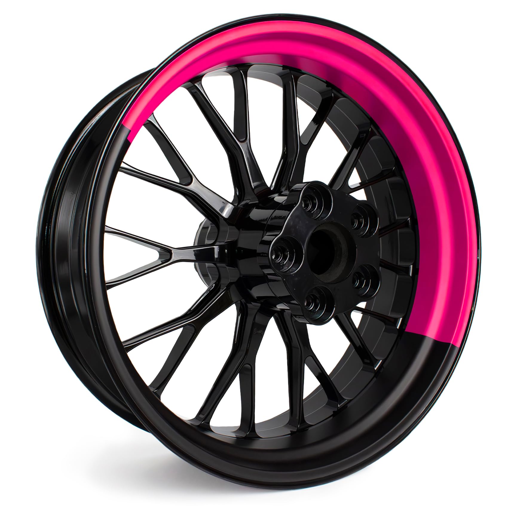 4-teiliges Felgenbettaufkleber Set für 17 Zoll Felgen Komplett Dekor Folie für Motorrad Felgenrandaufkleber selbstklebend wasserfest uv-beständig MR021 (04-05 Half Pink) von Finest Folia