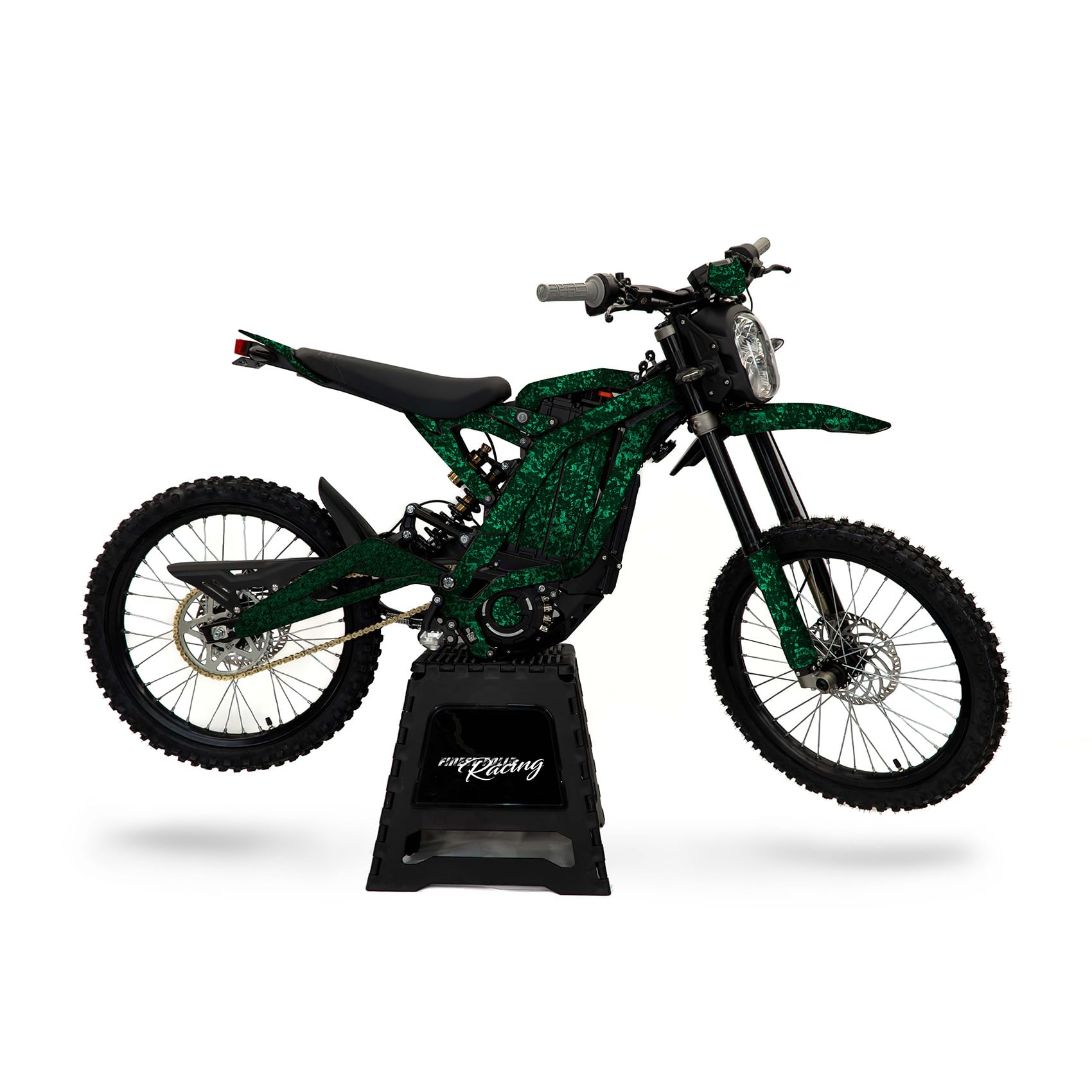 Decor Kit kompatibel mit Sur-Ron Light Bee X & S ab 2018 Premium Design Set selbstklebend wetterfest Aufkleber für Elektromotorrad MRX001 (Forged Carbon Grün) von Finest Folia