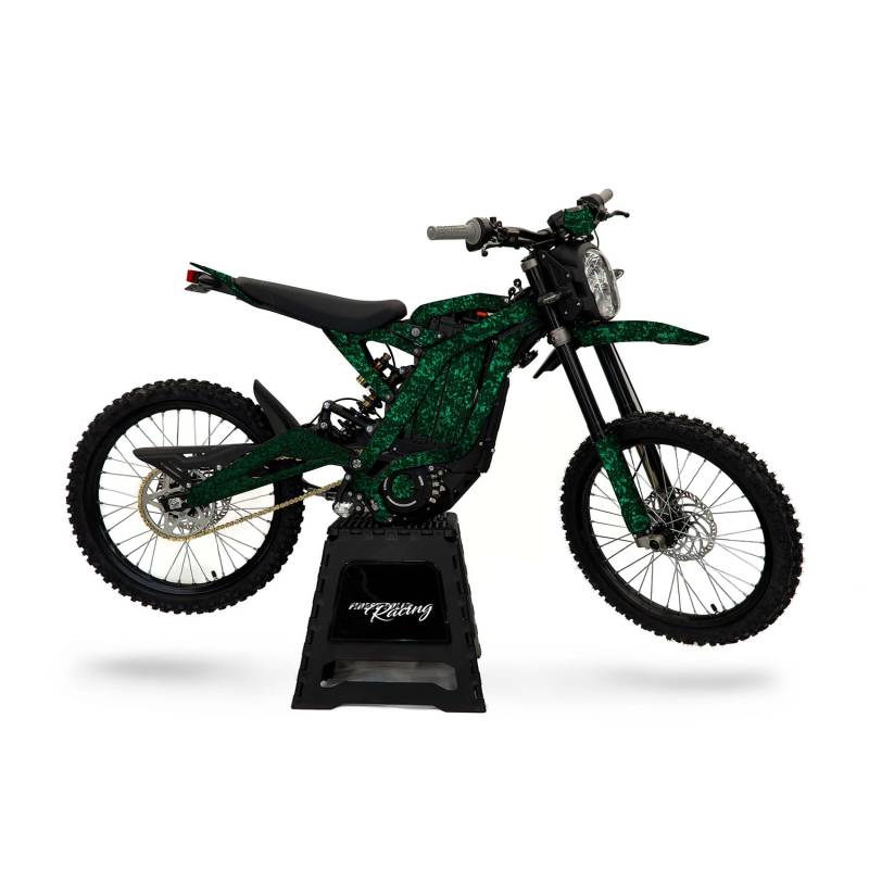 Decor Kit kompatibel mit Sur-Ron Light Bee X & S ab 2018 Premium Design Set selbstklebend wetterfest Aufkleber für Elektromotorrad MRX001 (Forged Carbon Grün) von Finest Folia