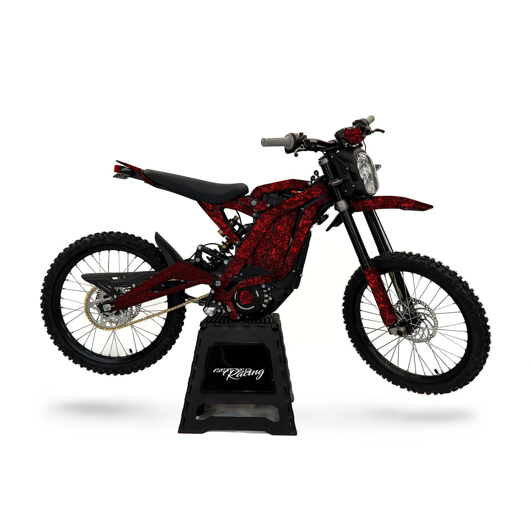 Decor Kit kompatibel mit Sur-Ron Light Bee X & S ab 2018 Premium Design Set selbstklebend wetterfest Aufkleber für Elektromotorrad MRX001 (Forged Carbon Rot) von Finest Folia