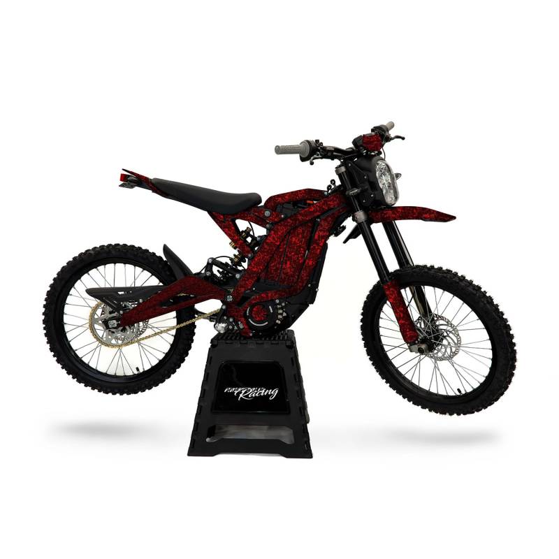 Decor Kit kompatibel mit Sur-Ron Light Bee X & S ab 2018 Premium Design Set selbstklebend wetterfest Aufkleber für Elektromotorrad MRX001 (Forged Carbon Rot) von Finest Folia