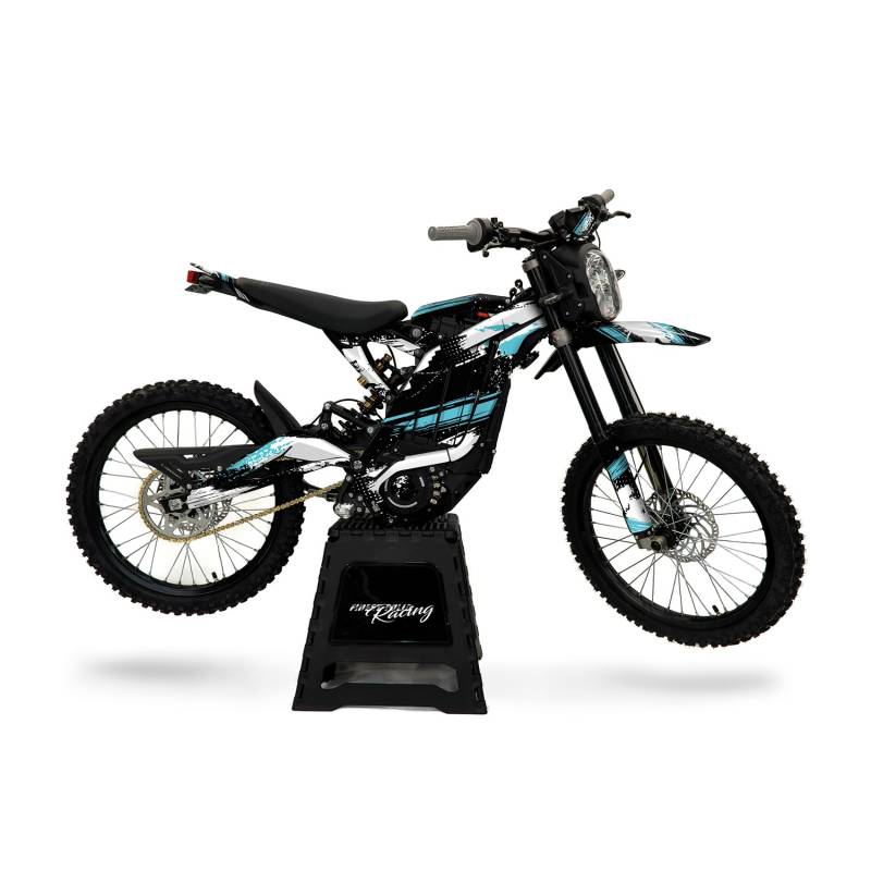 Decor Kit kompatibel mit Sur-Ron Light Bee X & S ab 2018 Premium Design Set selbstklebend wetterfest Aufkleber für Elektromotorrad MRX001 (Scrub Blau-Weiß, Hologramm Oberfläche) von Finest Folia