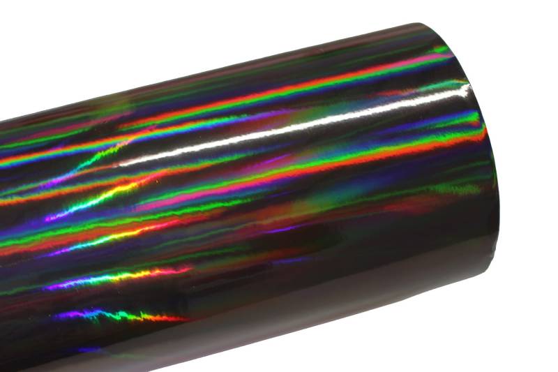 Finest Folia Laser Hologramm Chrom Auto Car Wrapping Folie mit Luftkanälen Holographic Selbstklebend Blasenfrei (Schwarz, 400 x 152cm) von Finest Folia
