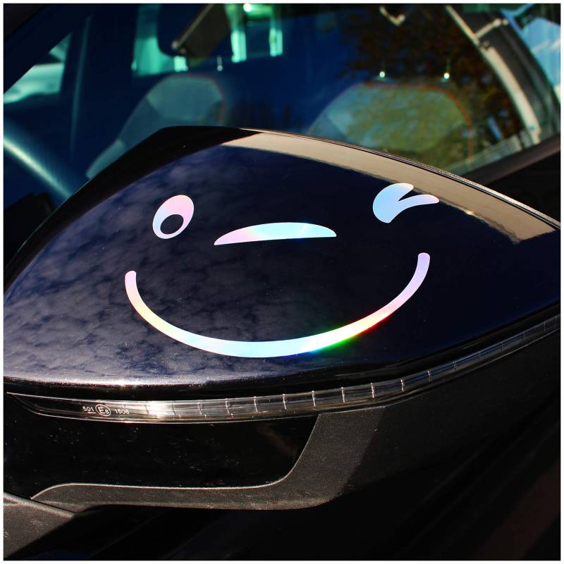 Finest Folia Smile Gesicht Aufkleber 2er Set für Außenspiegel Auto Autoaufkleber für Spiegel (K041 Hologramm) von Finest Folia