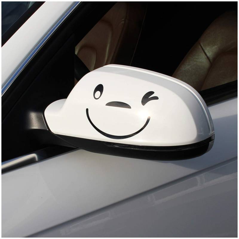 Finest Folia Smile Gesicht Aufkleber 2er Set für Außenspiegel Auto Autoaufkleber für Spiegel (K041 Schwarz Glanz) von Finest Folia