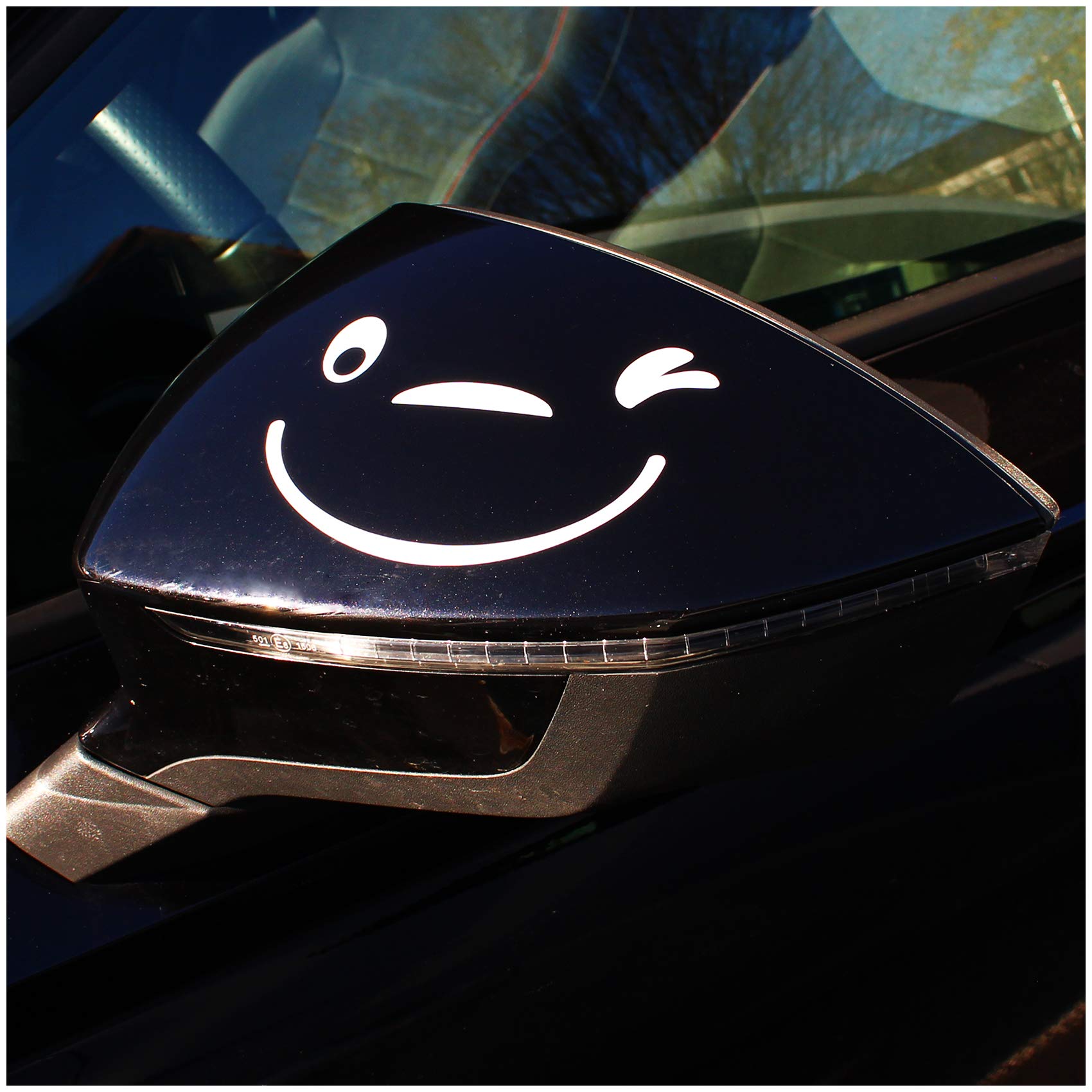 Finest Folia Smile Gesicht Aufkleber 2er Set für Außenspiegel Auto Autoaufkleber für Spiegel (K041 Weiß Glanz) von Finest Folia