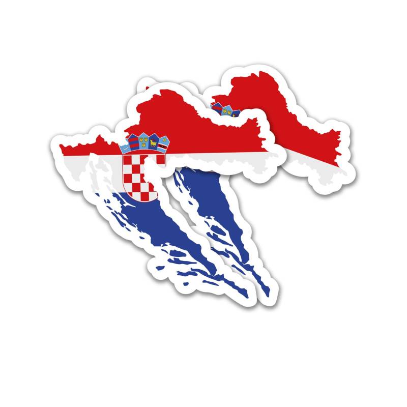 Finest Folia 2er Set Länder Silhouetten Aufkleber Länderaufkleber Bundesland Flagge Sticker für Auto Fahrrad Motorrad Modellblau selbstklebend wetterfest R215 (12 Kroatien) von Finest Folia