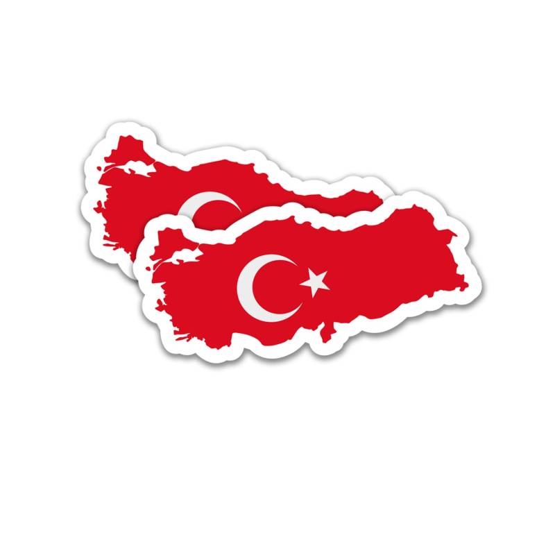 Finest Folia 2er Set Länder Silhouetten Aufkleber Länderaufkleber Bundesland Flagge Sticker für Auto Fahrrad Motorrad Modellblau selbstklebend wetterfest R215 (22 Türkei) von Finest Folia