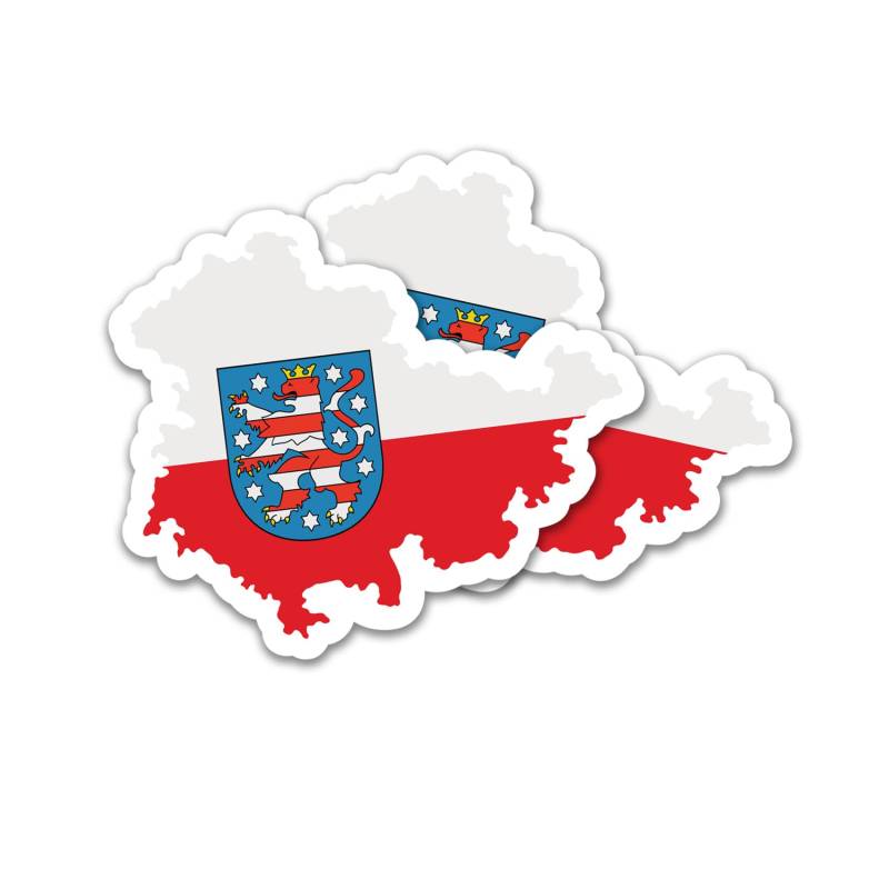 Finest Folia 2er Set Länder Silhouetten Aufkleber Länderaufkleber Bundesland Flagge Sticker für Auto Fahrrad Motorrad Modellblau selbstklebend wetterfest R215 (45 Thüringen) von Finest Folia