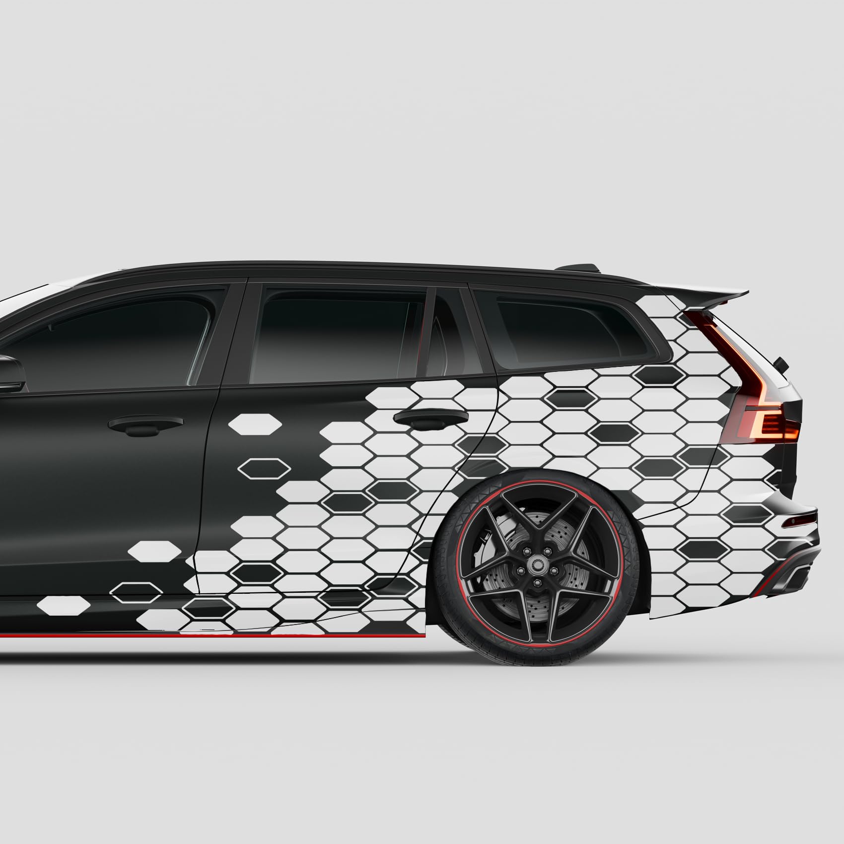 Finest Folia 2er Set XXL Auto Aufkleber je 200x60cm Motorrad Bus Sticker Kfz Zubehör Waben gestaucht Tuning Dekor Linien Design Folie KX082 (02 Weiß) von Finest Folia