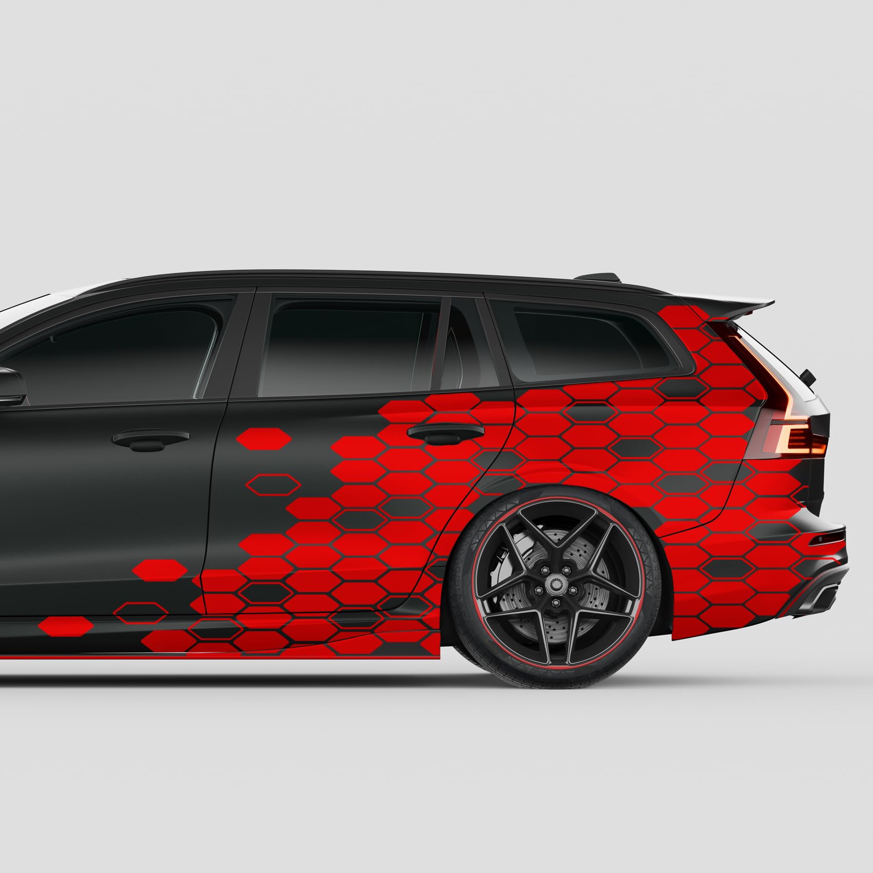 Finest Folia 2er Set XXL Auto Aufkleber je 200x60cm Motorrad Bus Sticker Kfz Zubehör Waben gestaucht Tuning Dekor Linien Design Folie KX082 (05 Karminrot) von Finest Folia