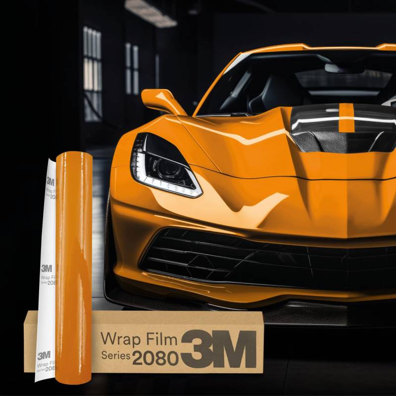 Finest Folia 3M 2080 Car Wrapping Folie 30x152cm Selbstklebende Autofolie für Auto Motorrad Boot 3D Lackschutzfolie mit Luftkanälen zum Folieren (G24 Gloss Deep Orange) von Finest Folia