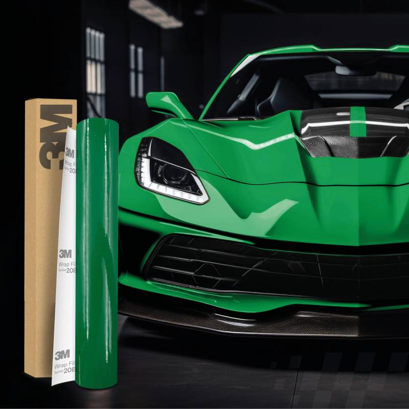 Finest Folia 3M 2080 Car Wrapping Folie 30x152cm Selbstklebende Autofolie für Auto Motorrad Boot 3D Lackschutzfolie mit Luftkanälen zum Folieren (G46 Gloss Kelly Green) von Finest Folia