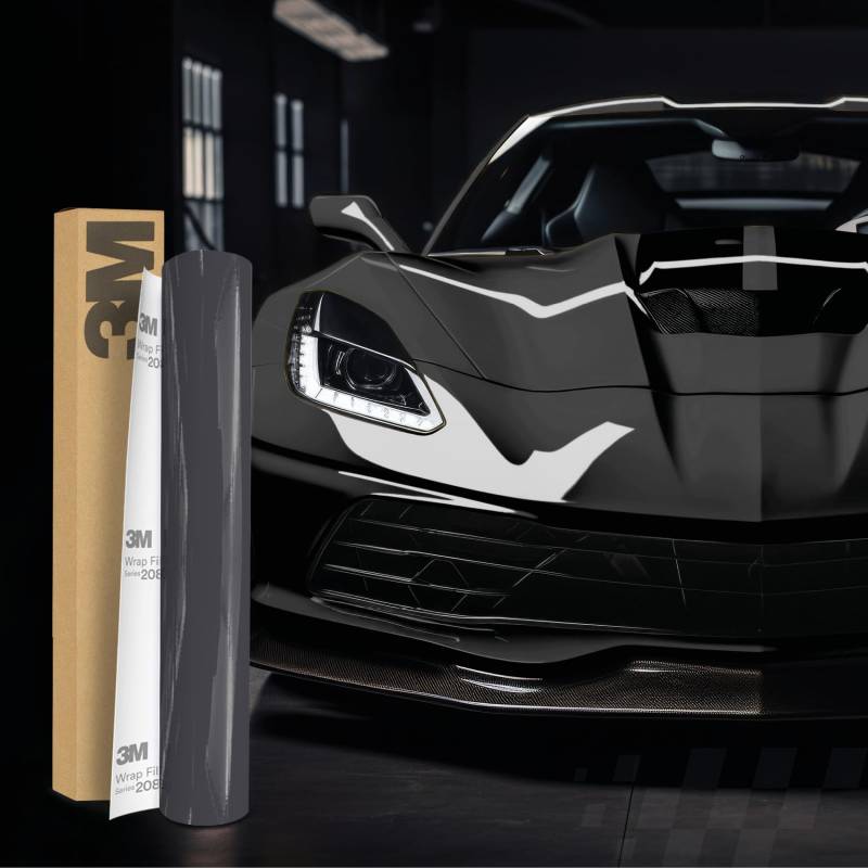 Finest Folia 3M 2080 Car Wrapping Folie 30x152cm Selbstklebende Autofolie für Auto Motorrad Boot 3D Lackschutzfolie mit Luftkanälen zum Folieren (HG81 High Gloss Meteor Gray) von Finest Folia