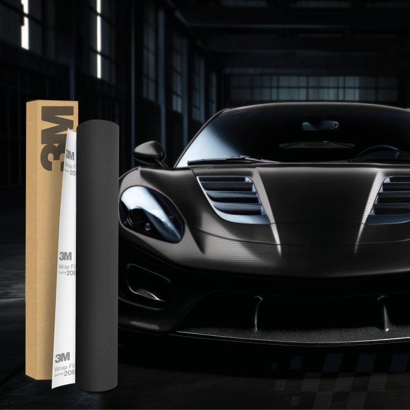 Finest Folia 3M 2080 Car Wrapping Folie 30x152cm Selbstklebende Autofolie für Auto Motorrad Boot 3D Lackschutzfolie mit Luftkanälen zum Folieren (MX12 Matrix Black) von Finest Folia