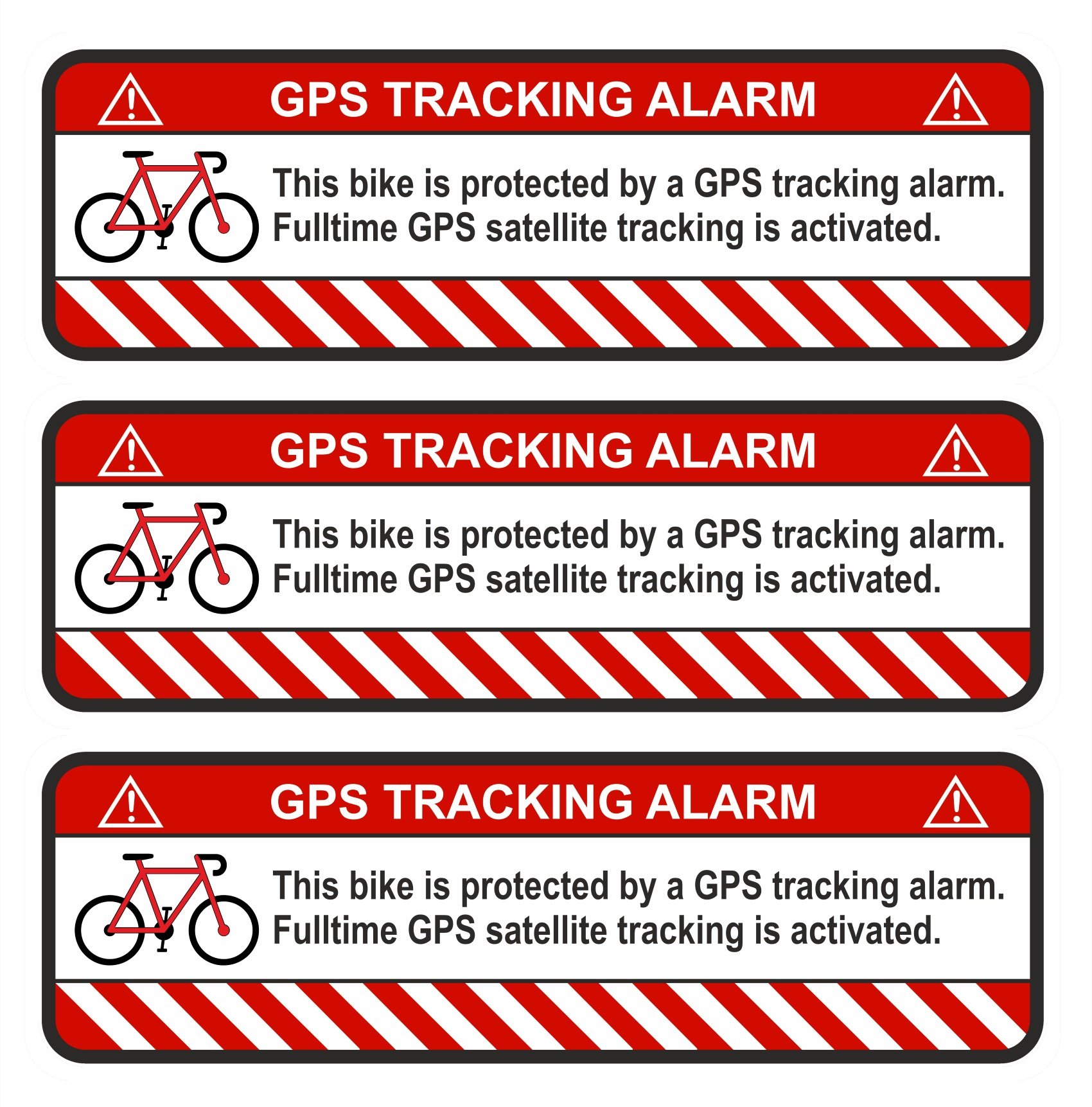 Finest-Folia 3X GPS Aufkleber Fahrrad Motorrad Auto Alarm Warnung Anti Diebstahl Sticker Tracker gesichert R055 (Weiß, Fahrrad) von Finest-Folia