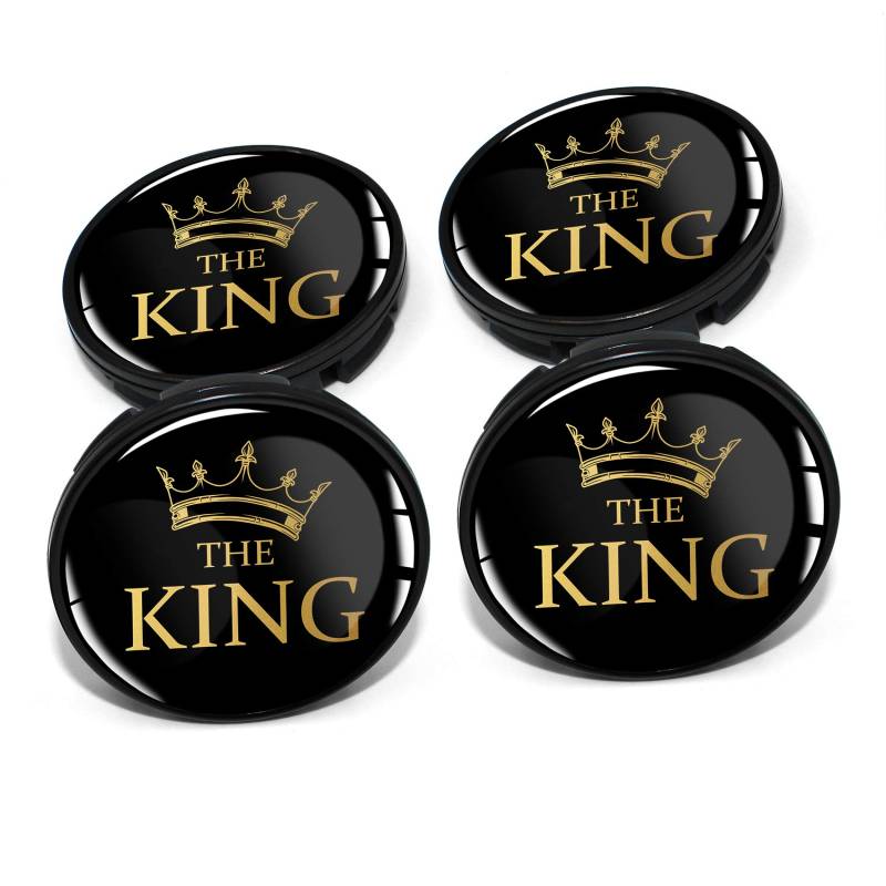 4 x Nabendeckel 60mm Durchmesser Nabenkappen Felgendeckel Felgenaufkleber Gel Emblem Doming für Auto Felgen Kfz Tuning Zubehör Radnabenkappen DM006 (Nr. 10 The King, Nabendeckel Set) von Finest Folia
