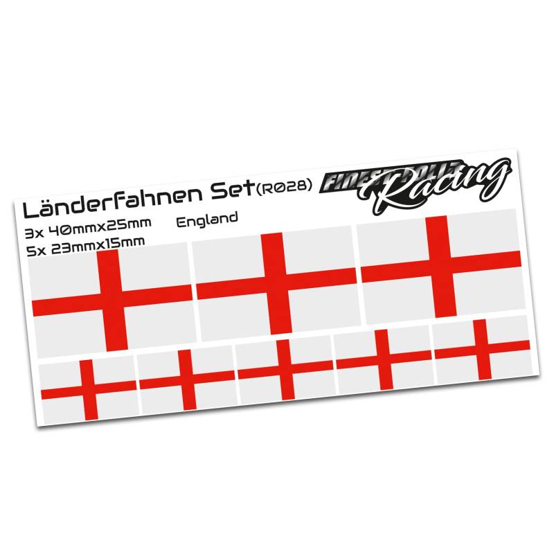 8er Set Länderaufkleber Fahne Länderfahne Flagge Wetterfest RC Car Auto Motorrad Sticker Fahrrad Aufkleber Modellbau R028 (England) von Finest Folia