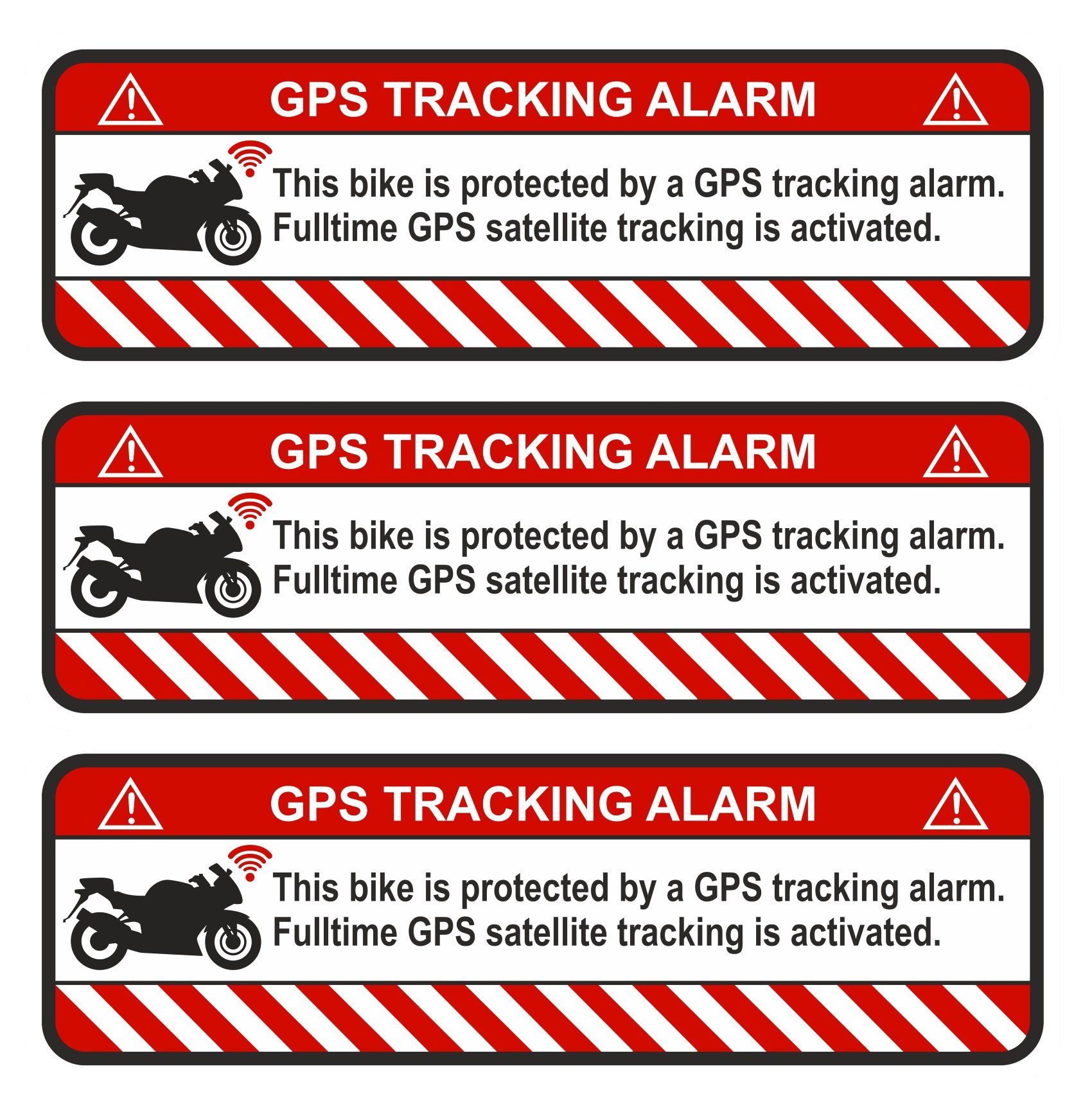 Finest-Folia 9X GPS Aufkleber Fahrrad Motorrad Auto Alarm Warnung Anti Diebstahl Sticker Tracker gesichert (Weiß, R056 Motorrad) von Finest-Folia