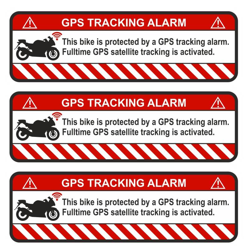 Finest Folia 9X GPS Aufkleber Fahrrad Motorrad Auto Alarm Warnung Anti Diebstahl Sticker Tracker gesichert (Weiß, R056 Motorrad) von Finest Folia