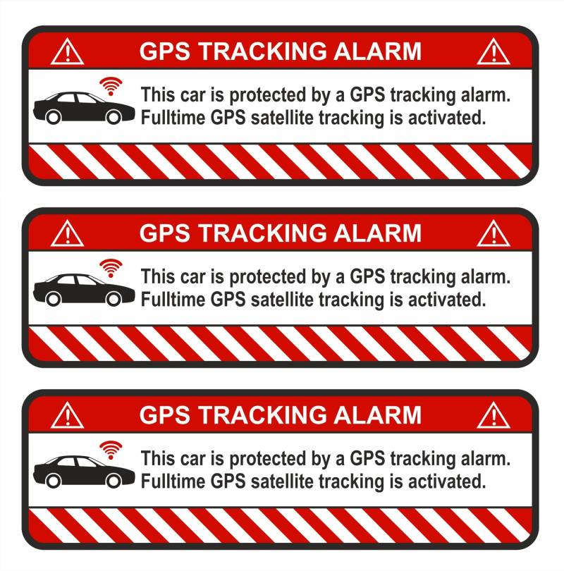 9x GPS Aufkleber Fahrrad Motorrad Auto -Finest Folia Alarm Warnung Anti Diebstahl Sticker Tracker gesichert (Weiß, R054 Auto) von Finest Folia