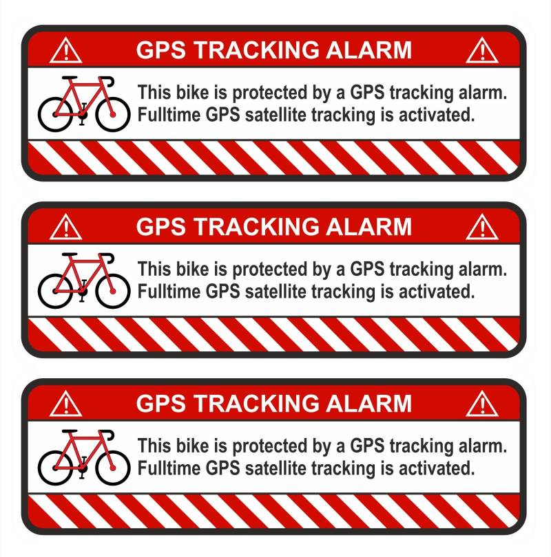 Finest Folia 9X GPS Aufkleber Fahrrad Motorrad Auto Alarm Warnung Anti Diebstahl Sticker Tracker gesichert (Weiß, R055 Fahrrad) von Finest Folia