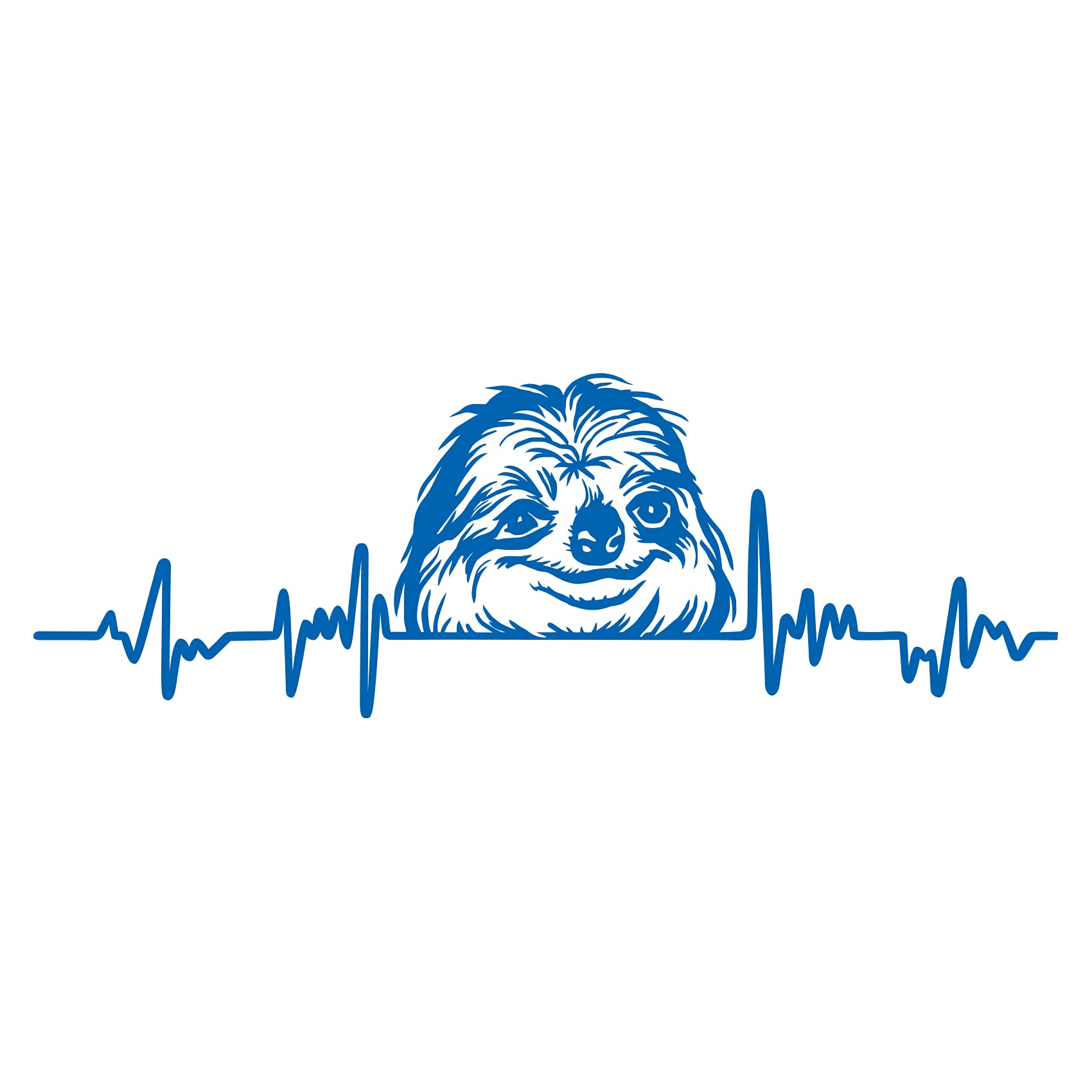 Finest Folia Aufkleber Herzschlag Tiere Breite 27cm Lifeline Heartbeat Deko Sticker Selbstklebend für Auto Kühlschrank Laptop Autoaufkleber K150 (Azurblau, 08 Faultier) von Finest Folia