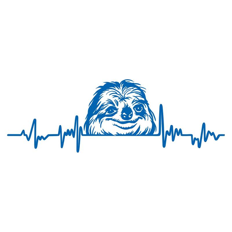 Aufkleber Herzschlag Tiere Breite 27cm Lifeline Heartbeat Deko Sticker Selbstklebend für Auto Kühlschrank Laptop Autoaufkleber K150 (Azurblau, 08 Faultier) von Finest Folia