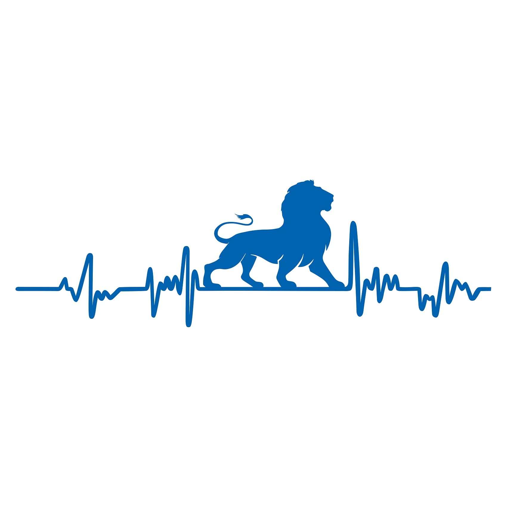 Finest Folia Aufkleber Herzschlag Tiere Breite 27cm Lifeline Heartbeat Deko Sticker Selbstklebend für Auto Kühlschrank Laptop Autoaufkleber K150 (Azurblau, 19 Löwe) von Finest Folia