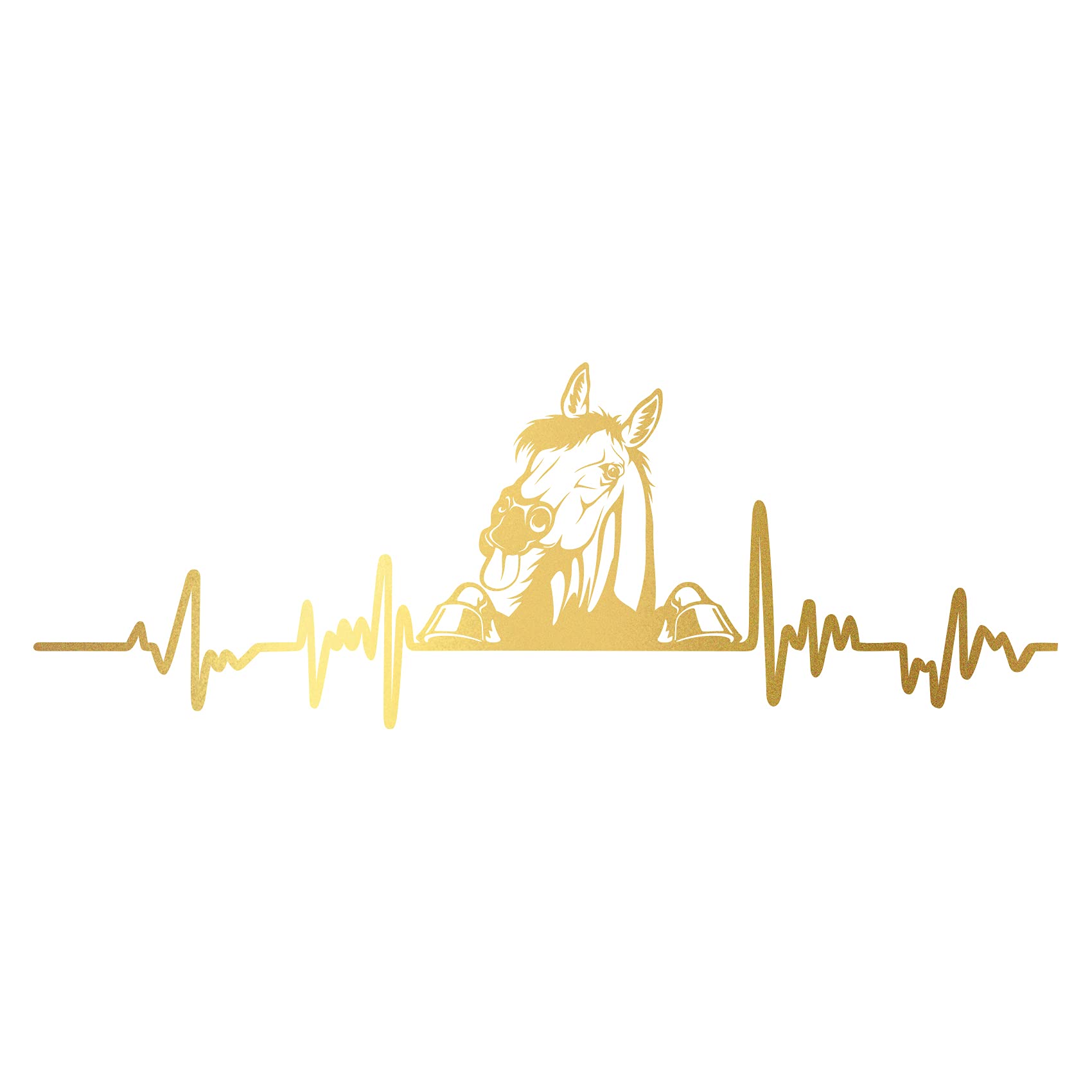 Finest Folia Aufkleber Herzschlag Tiere Breite 27cm Lifeline Heartbeat Deko Sticker Selbstklebend für Auto Kühlschrank Laptop Autoaufkleber K150 (Gold, 22 Pferd) von Finest Folia