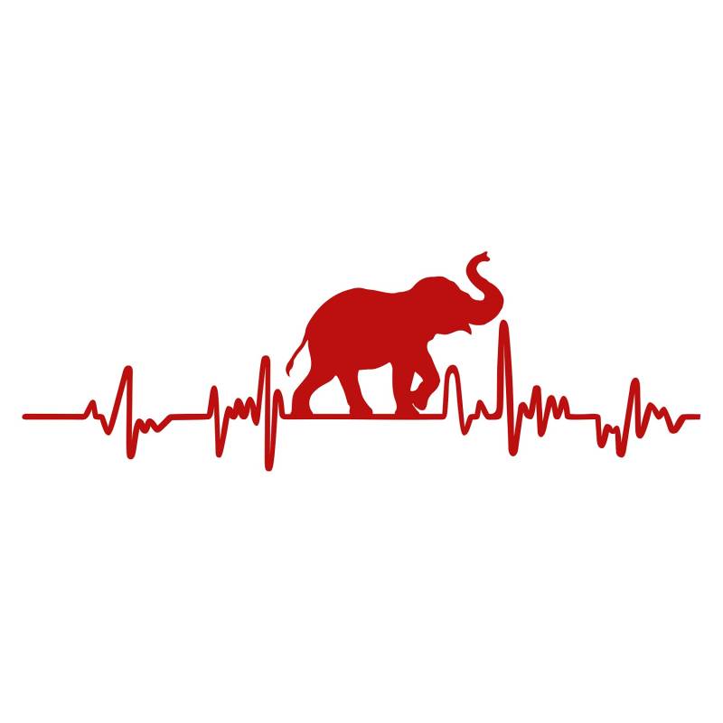 Aufkleber Herzschlag Tiere Breite 27cm Lifeline Heartbeat Deko Sticker Selbstklebend für Auto Kühlschrank Laptop Autoaufkleber K150 (Karminrot, 05 Elefant) von Finest Folia