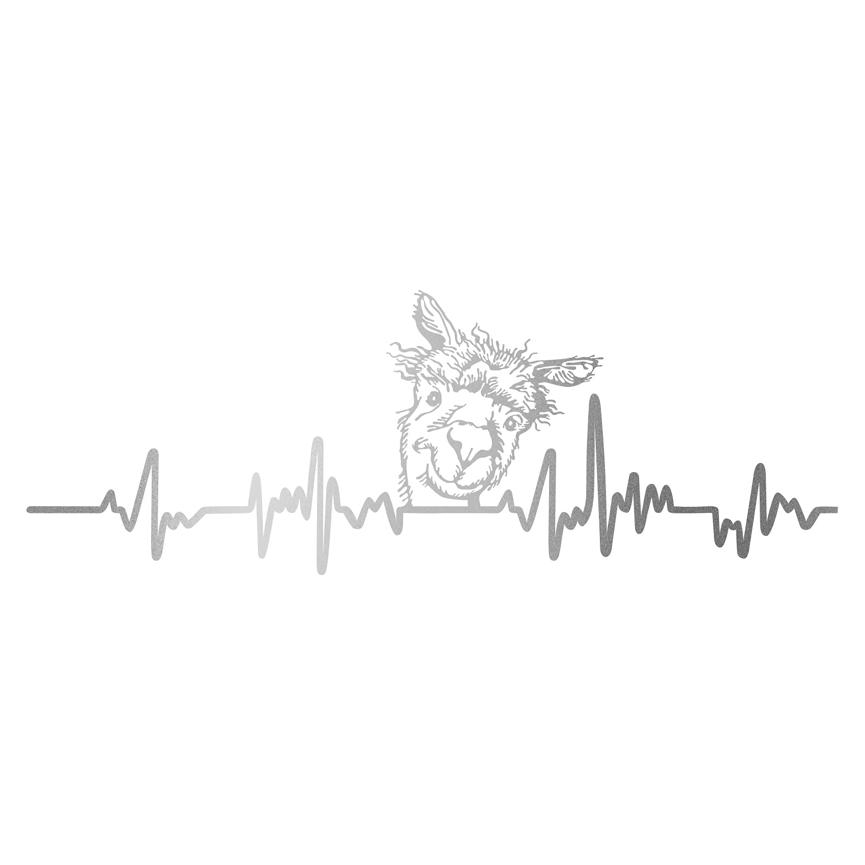 Finest Folia Aufkleber Herzschlag Tiere Breite 27cm Lifeline Heartbeat Deko Sticker Selbstklebend für Auto Kühlschrank Laptop Autoaufkleber K150 (Silber, 02 Alpaka) von Finest Folia