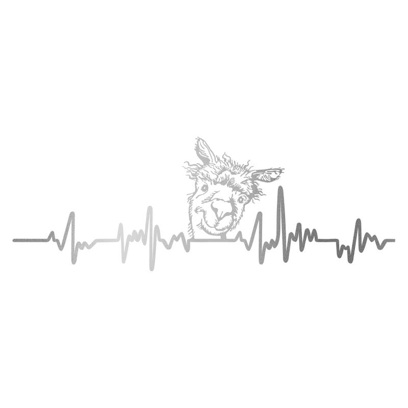 Finest Folia Aufkleber Herzschlag Tiere Breite 27cm Lifeline Heartbeat Deko Sticker Selbstklebend für Auto Kühlschrank Laptop Autoaufkleber K150 (Silber, 02 Alpaka) von Finest Folia