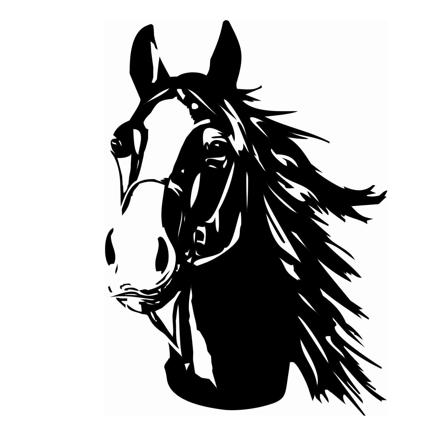Finest Folia Aufkleber Pferd Pferdekopf Sticker für Auto Anhänger LKW Pferde Autoaufkleber Dekor Pferdemotiv Tiermotiv KX047 (Schwarz Glanz, 70x50 cm) von Finest Folia