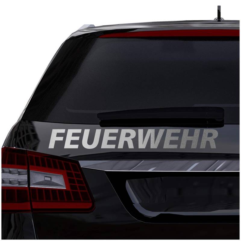 Finest Folia Autoaufkleber Feuerwehr Aufkleber für Auto Motorrad BootBus Kfz Zubehör Sticker Selbstklebend Löschen Bergen FS109 (Silber, 40cm kurzes F) von Finest Folia