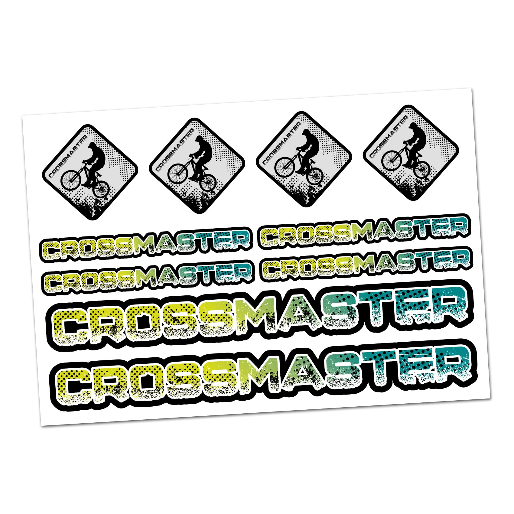 Finest Folia Cross Master Aufkleber Set Sticker für Auto Boot Caravan Bus Bike Fahrrad Dreirad Rutschauto Spielauto Modellbau Helm RC Car Plakette (R023 Crossmaster Blau) von Finest Folia