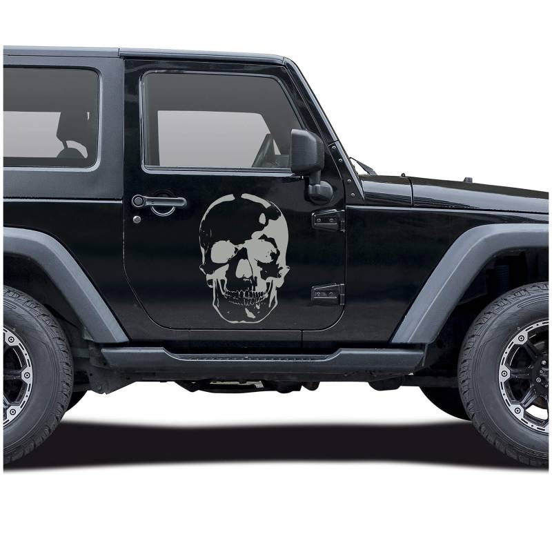 Finest Folia Totenkopf Aufkleber Sticker Auto Boot Motorrad Caravan Dekor KX026 (Mittelgrau, 80cm x 55cm) von Finest Folia