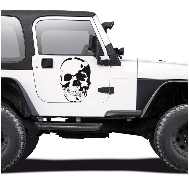 Finest Folia Totenkopf Aufkleber Sticker Auto Boot Motorrad Caravan Dekor KX026 (Schwarz Glanz, 80cm x 55cm) von Finest Folia