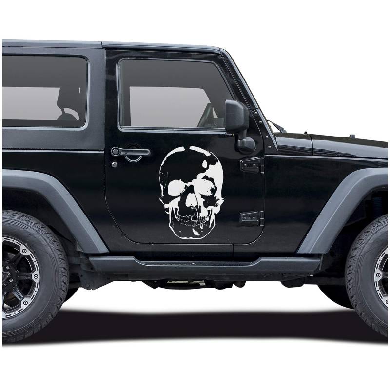 Finest Folia Totenkopf Aufkleber Sticker Auto Boot Motorrad Caravan Dekor KX026 (Weiß Matt, 80cm x 55cm) von Finest Folia