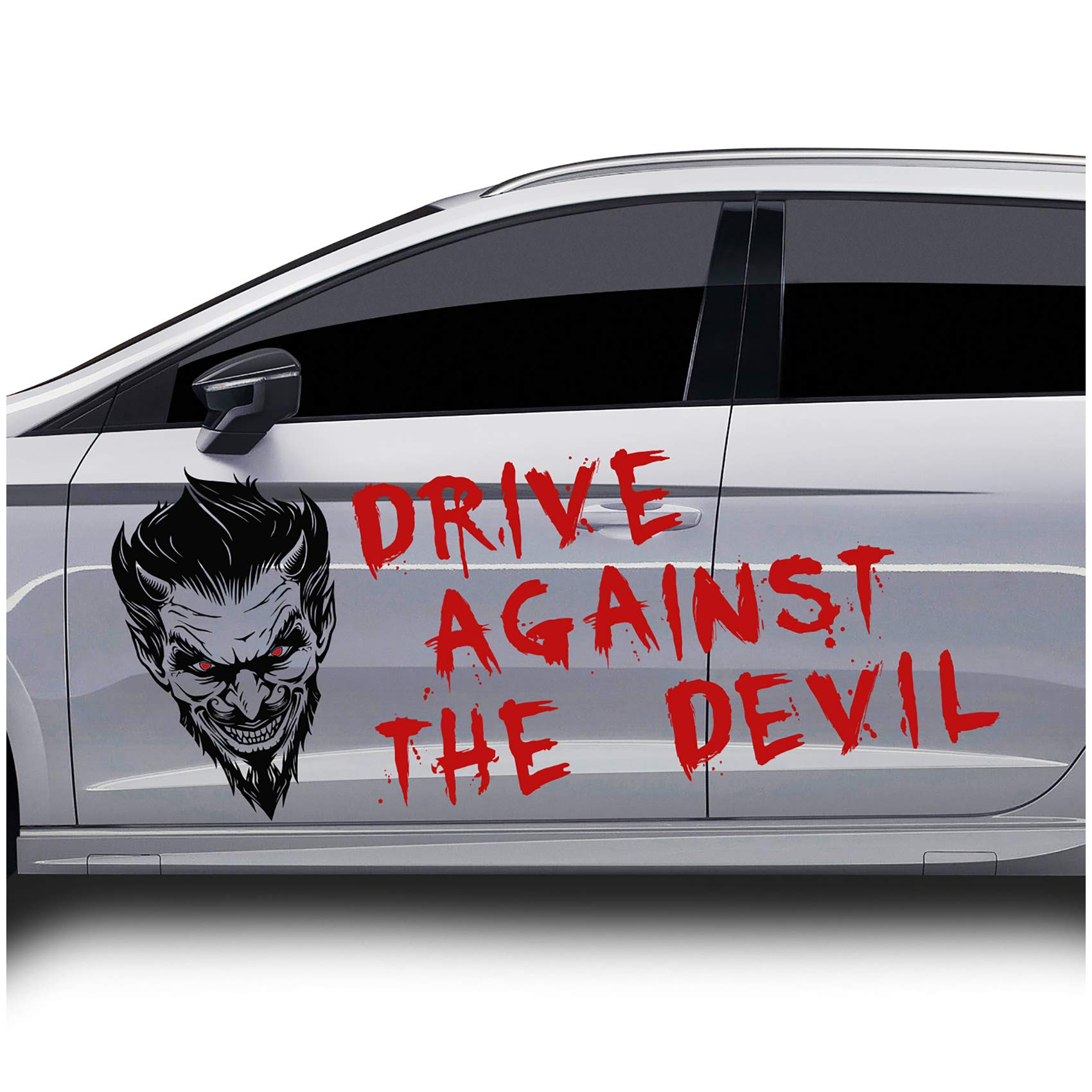 Finest Folia Devil Dekor Aufkleber Sticker Devil Eye Autoaufkleber Folie Joker Batman (KX024 KX028) (80cm x 50cm + Schriftzug) von Finest Folia