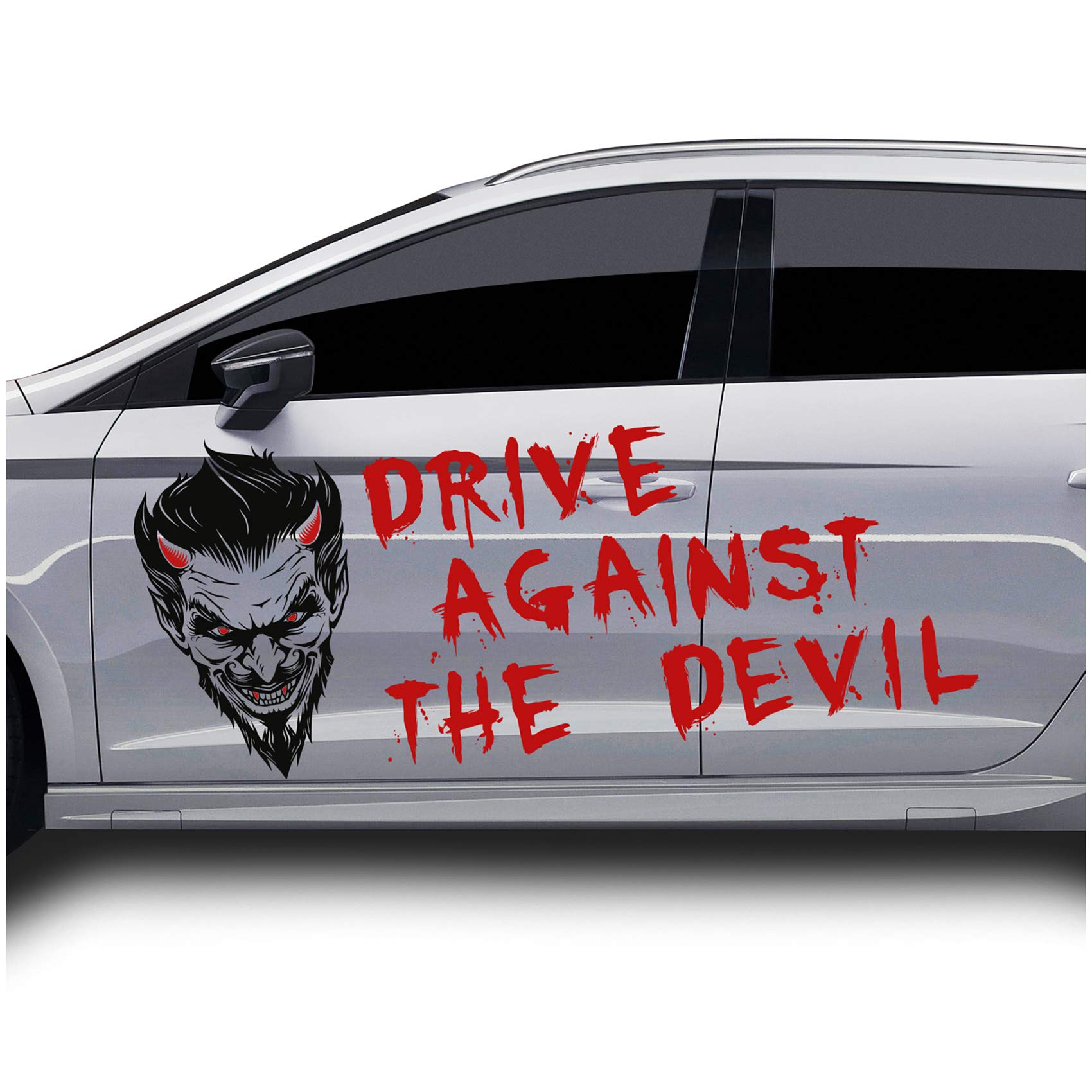 Finest Folia Devil Dekor Aufkleber Sticker Devil Eye Autoaufkleber Folie Joker Batman (KX024 KX028) (80cm x 50cm Extended + Schriftzug) von Finest Folia