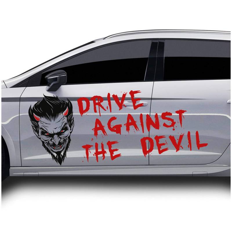 Finest Folia Devil Dekor Aufkleber Sticker Devil Eye Autoaufkleber Folie Joker Batman (KX024 KX028) (80cm x 50cm Extended + Schriftzug) von Finest Folia