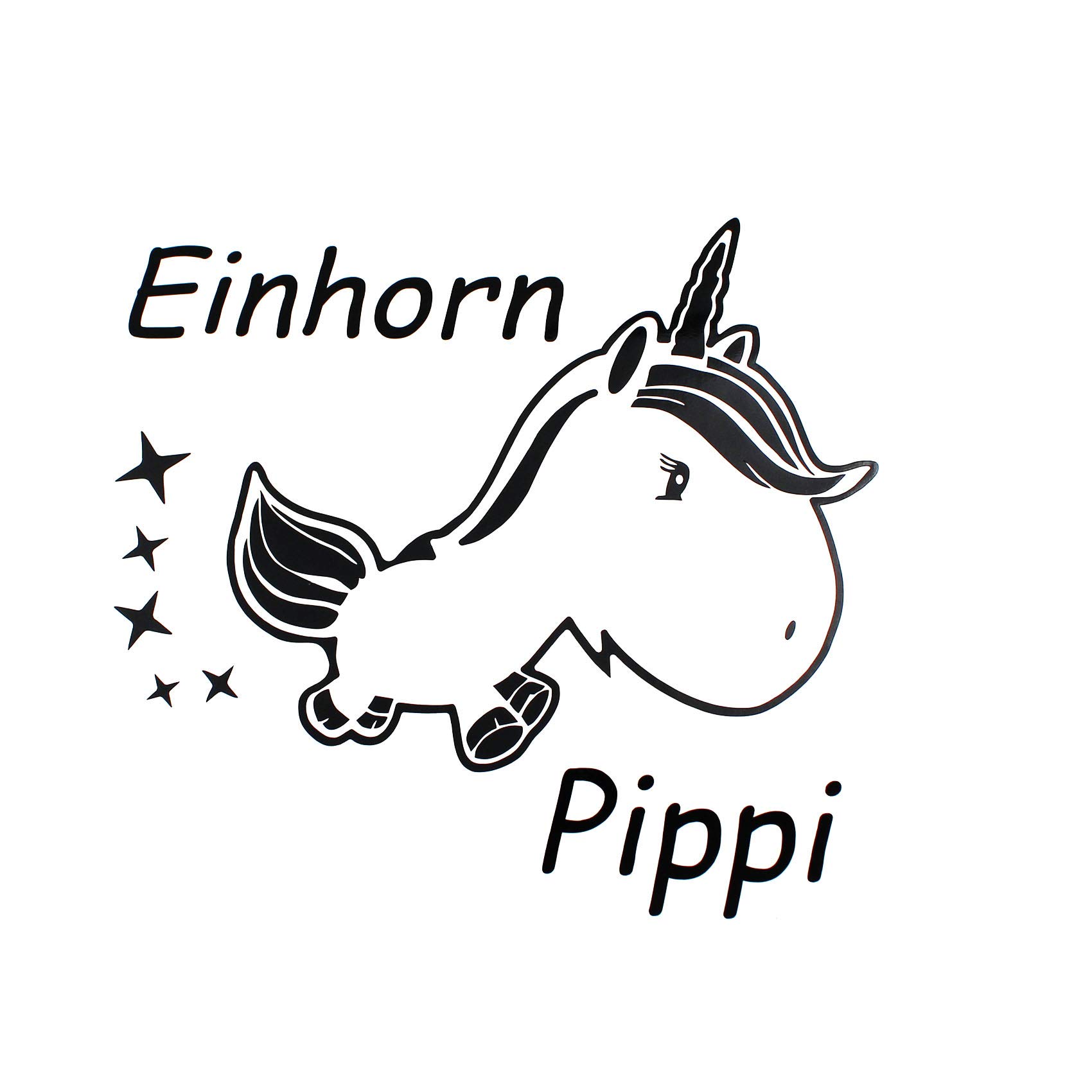 Finest Folia Einhorn Pippi Unicorn Dekor Set Hologramm 11cm x 10,5cm Tankdeckel Premium Dekor T Shirt Tasse (K073 Schwarz Glanz) von Finest Folia