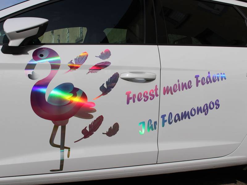 Flamingo Dekor Set - Finest-Folia Hologramm Premium Folie Aufkleber Einhorn Dekor KX019 RX004 (Flamongo 68 x 55 cm) von Finest Folia