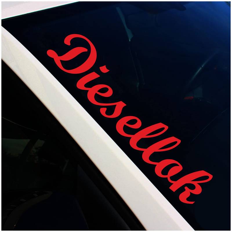 Frontscheibenaufkleber Schriftzug Diesellok Aufkleber für Windschutzscheibe Heckscheibe Frontscheibe Auto Fahrzeug Dekor Sticker FS123 (Karminrot, Innenklebend) von Finest Folia