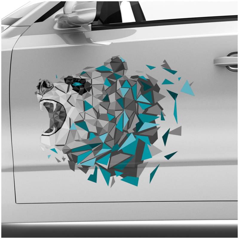 Finest Folia Polygon Tier Aufkleber Hologramm Sticker Tiere Motiv Geometrisch selbstklebend art Kunst Auto Motorrad Laptop Wand Dekor wetterfest RX051-03 (Blau, 60cm Bär) von Finest Folia