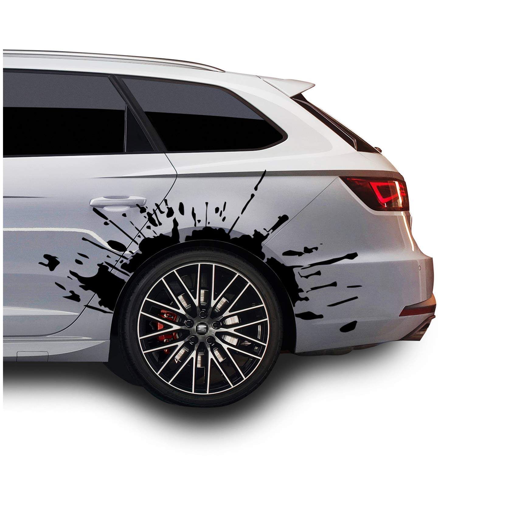 Set Blutspritzer für Radlauf Auto Radkasten Blutige Aufkleber Blut Spritzer Autoaufkleber Blutspuren Folie Horror Fun Sticker KX025 (Schwarz, 1 x Blutspritzer) von Finest Folia